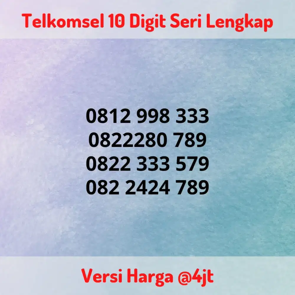 Nomor Cantik Kartu Perdana Telkomsel 10 Digit Seri LENGKAP @4jt