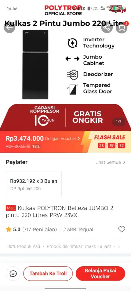 Kulkas Polytron seken like new