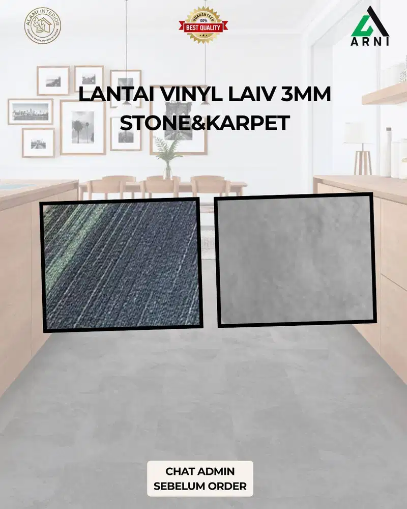 Lantai Vinyl Laiv Motif Stone Dan Karpet/Tebal 3mm/Mudah Dipasang