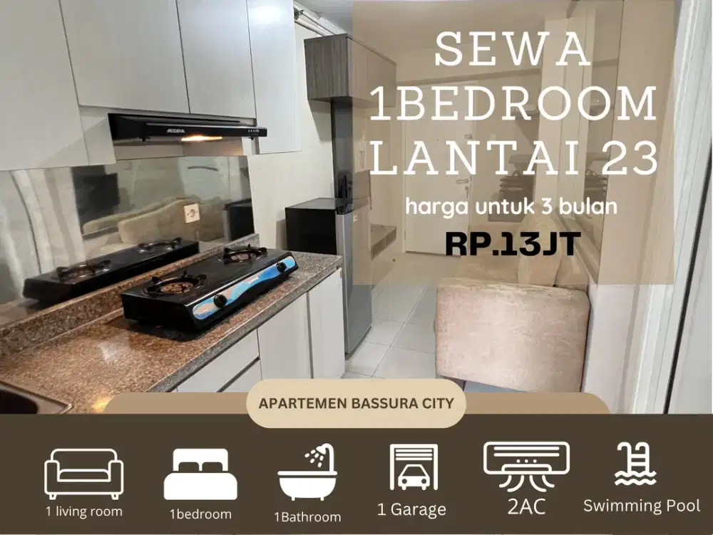 sewa 1BR full furnis fasilitas terlengkap apartemen bassura city