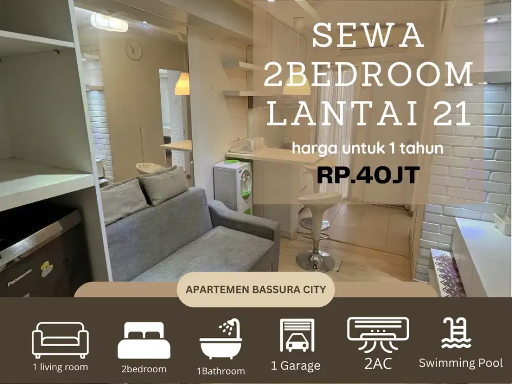 sewa 2kamar atas mall full furnished murah apartemen bassura city