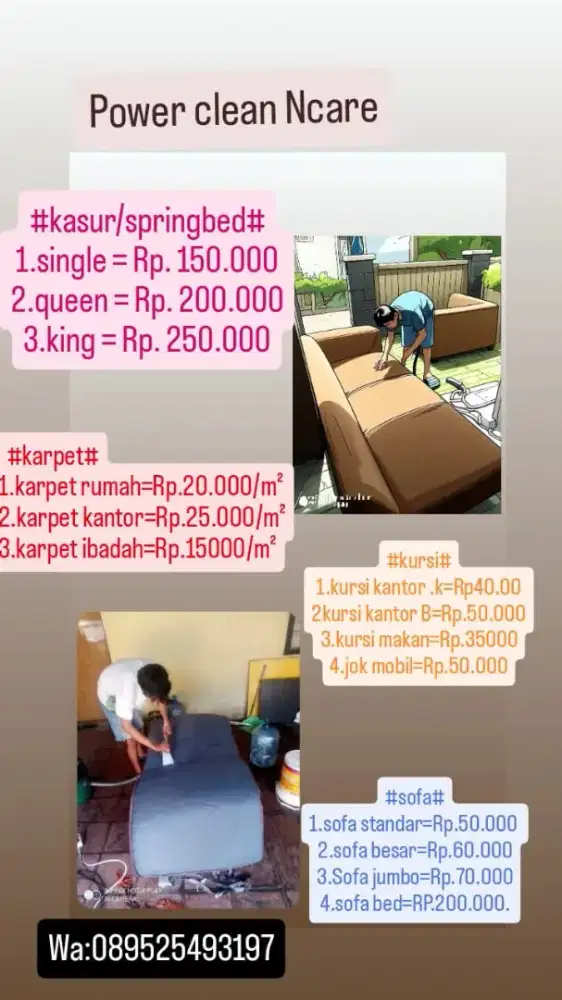 Jasa cuci sofa, kasur dan jok mobil