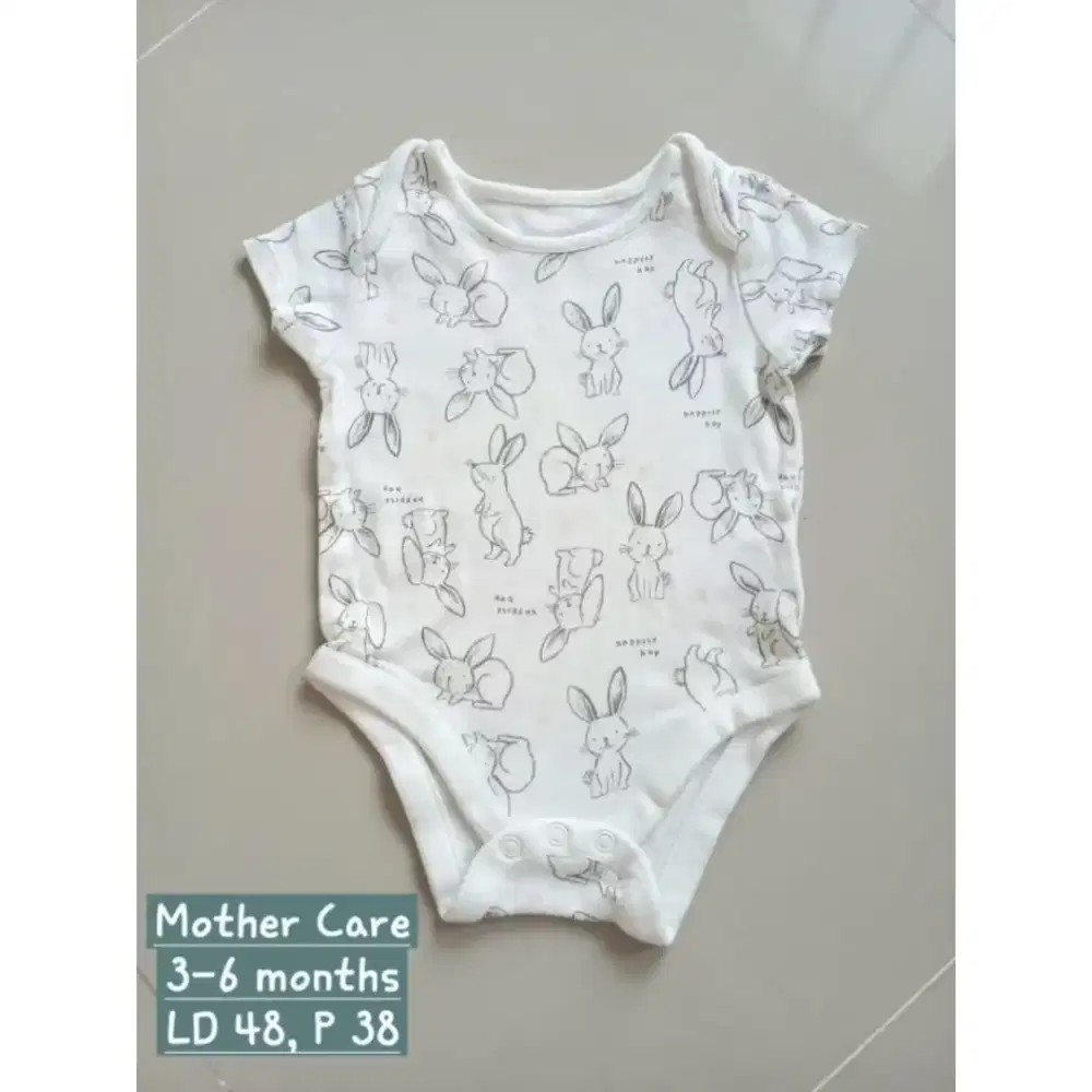 Baju bayi bodysuit lengan pendek rabbit Mothercare 3-6 months,preloved