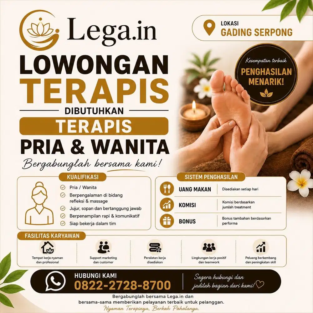 LOWONGAN TERAPIS REFLEKSI DAN MASSAGE