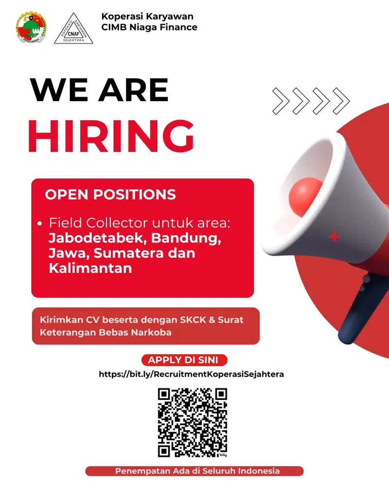 Field Collector area Jabodetabek, Bandung, Jawa, Sumatera, Kalimantan