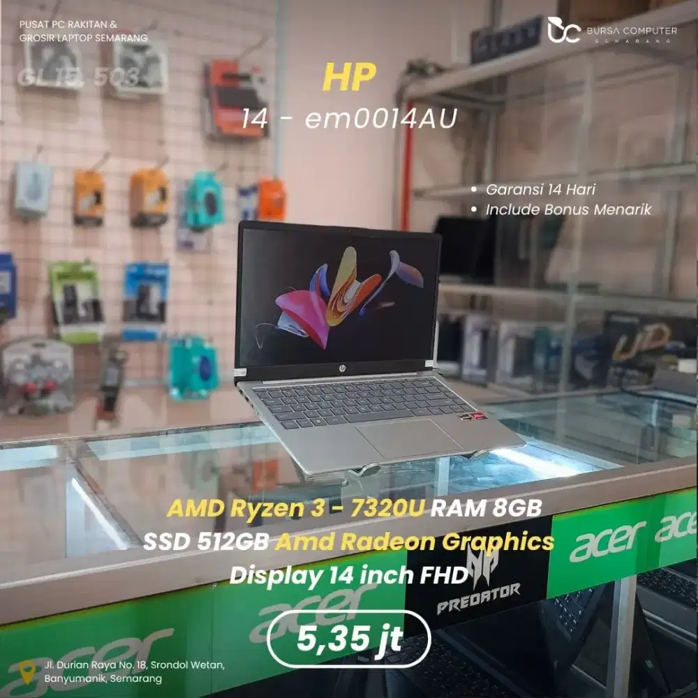 HP 14-em0014AU | Ryzen 7320U 8GB 512GB