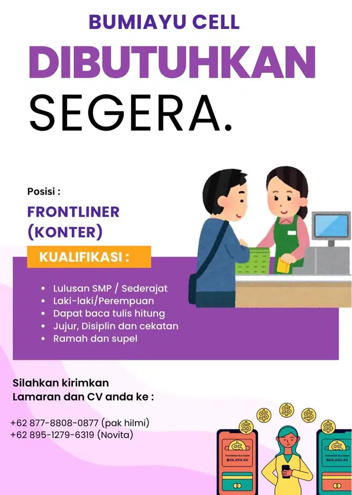 LOWONGAN PEKERJAAN FRONTLINER