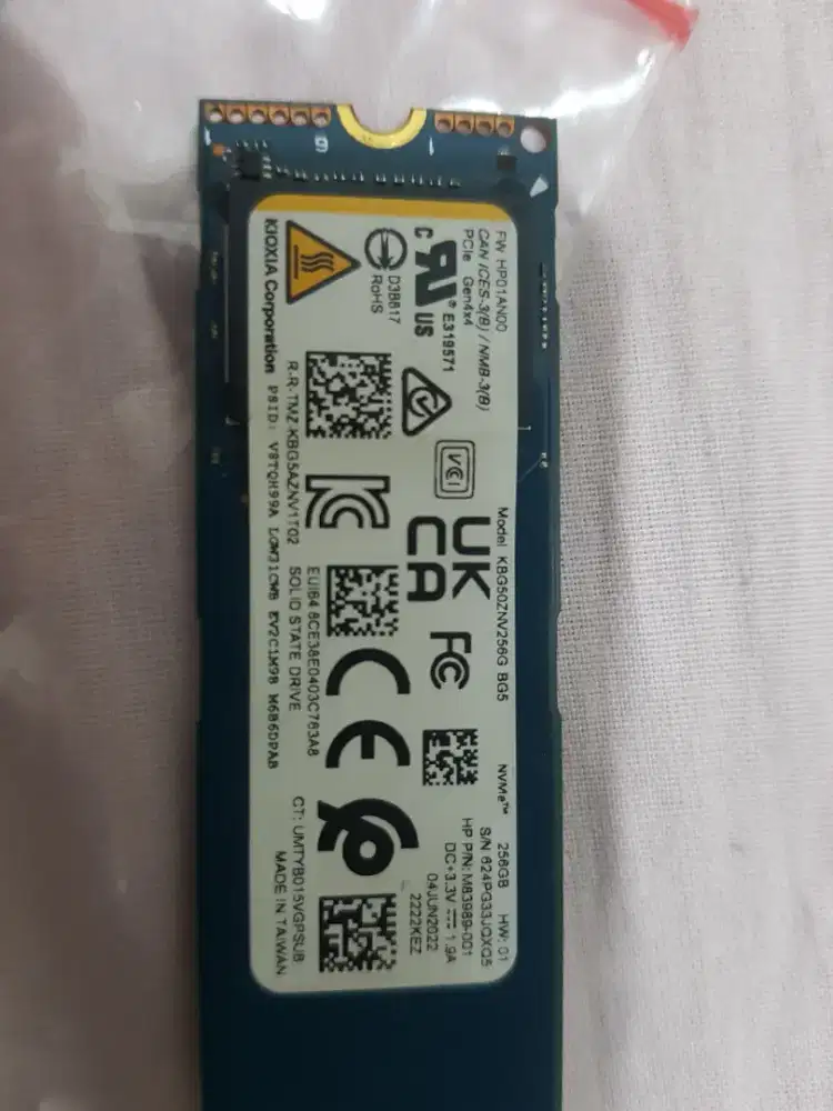 SSD NVME KIOXIA BG5 256 Gb Gen 4 Original Second Normal Tested