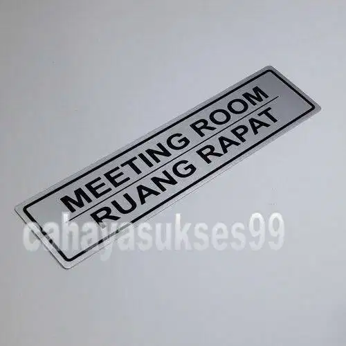 Sticker Aluminium Sign Board MEETING ROOM Stiker Label Ruangan Kantor
