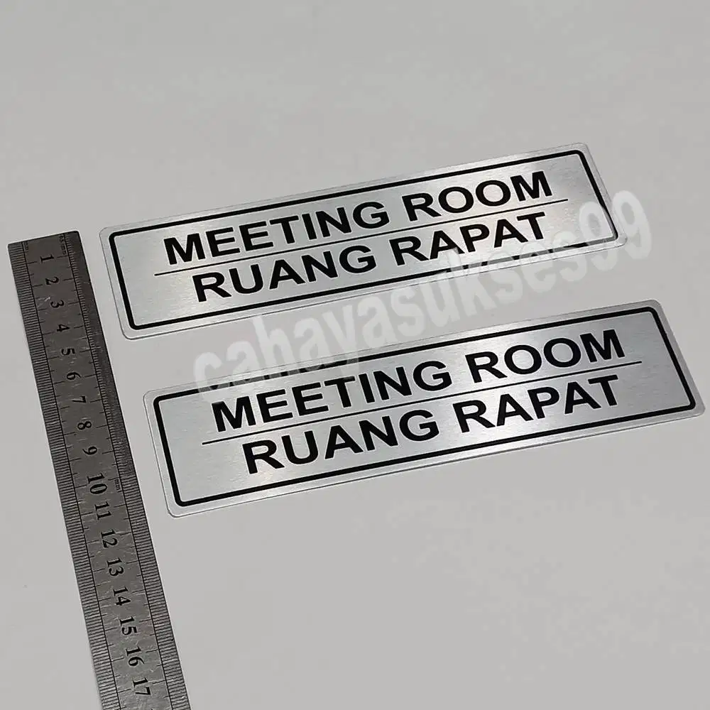 Sticker Aluminium Sign Board MEETING ROOM Stiker Label Ruangan Kantor