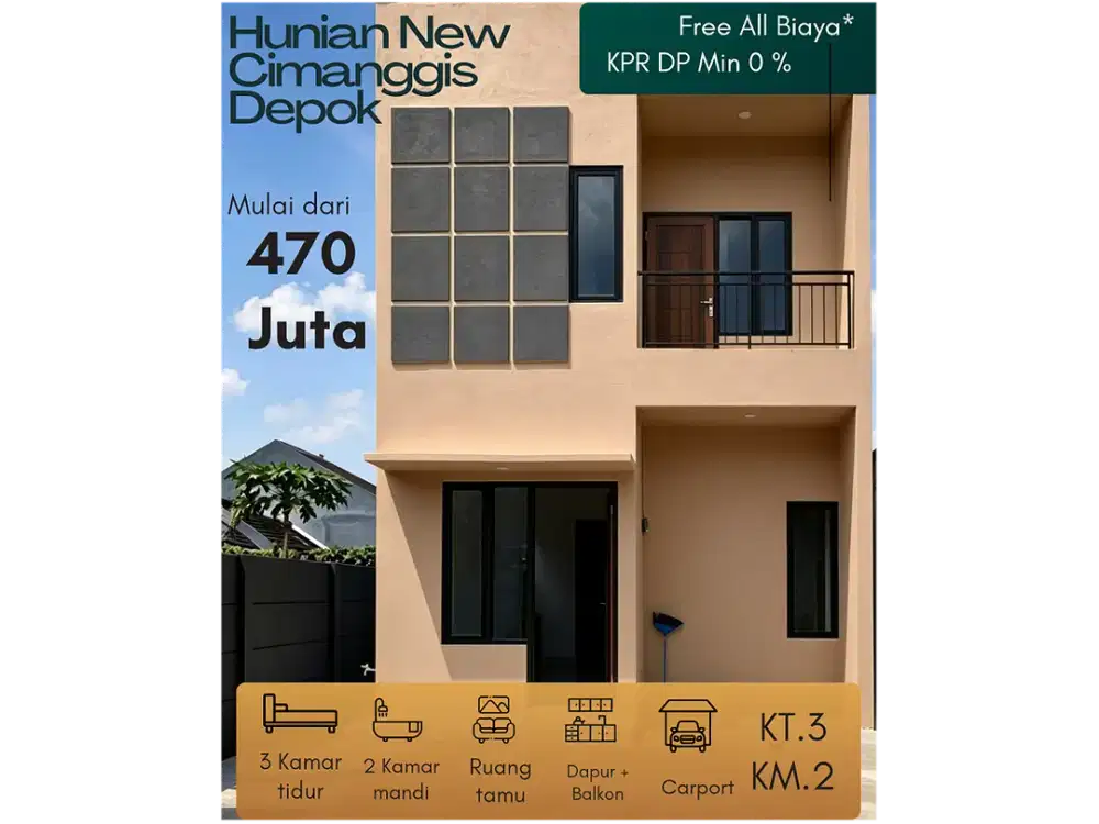 Rumah New 2 Lantai 400 Juta an di Pusat Kota Cimanggis Depok