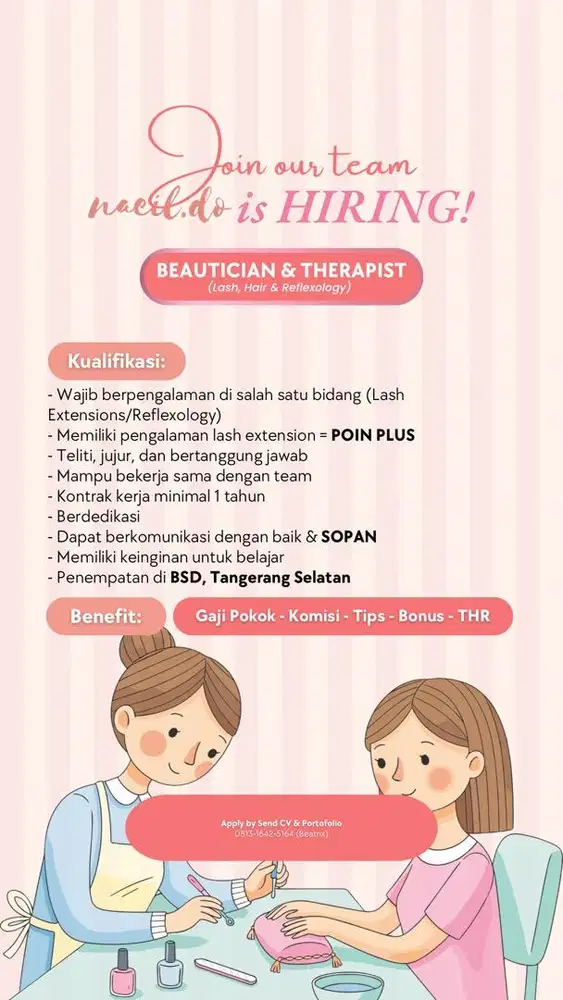 DICARI BEAUTICIAN EYELASH / TERAPIS REFLEKSI