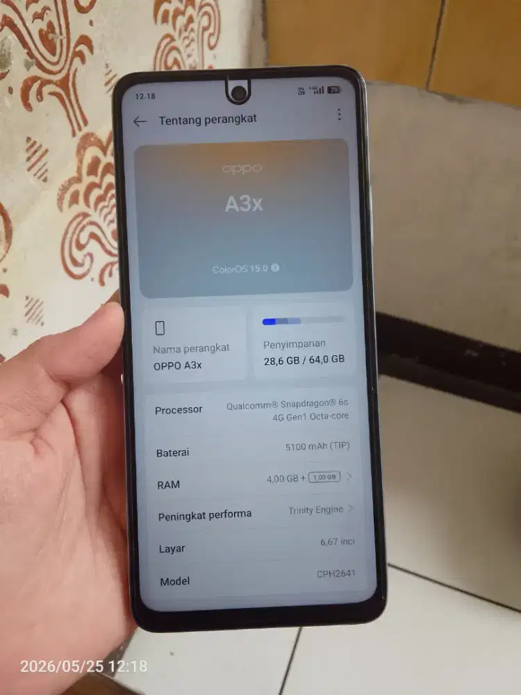 Oppo A3x Fullset ram 4/64