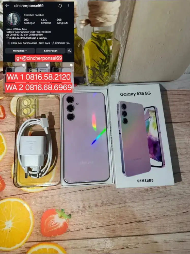 Jual hp samsung A35 5g 8/256 istimewa tanpa kendala fre ADAPTOR n case