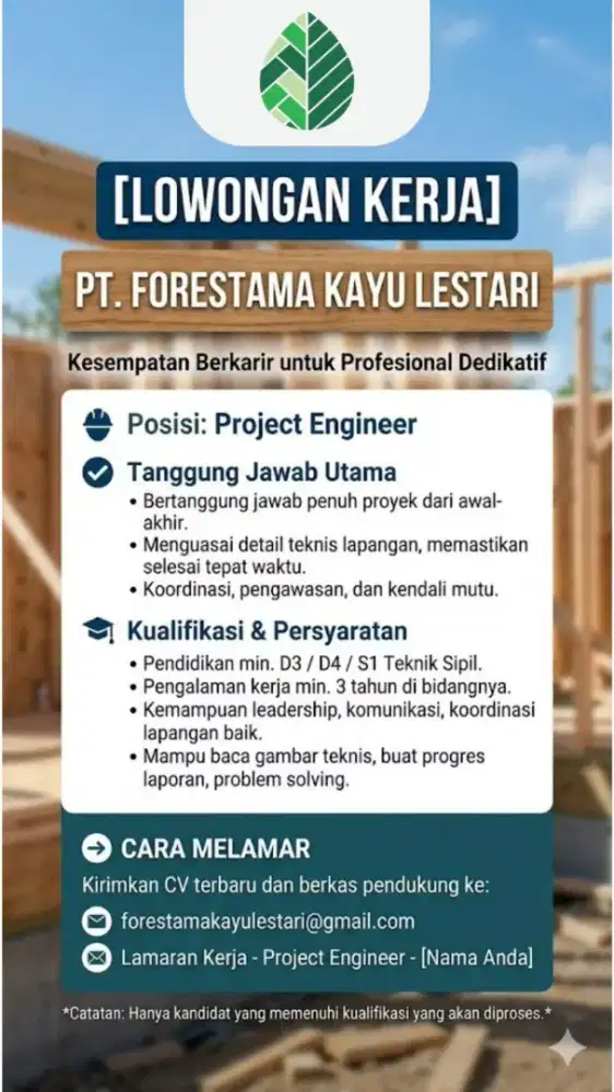 Lowongan Kerja Project Engineer
