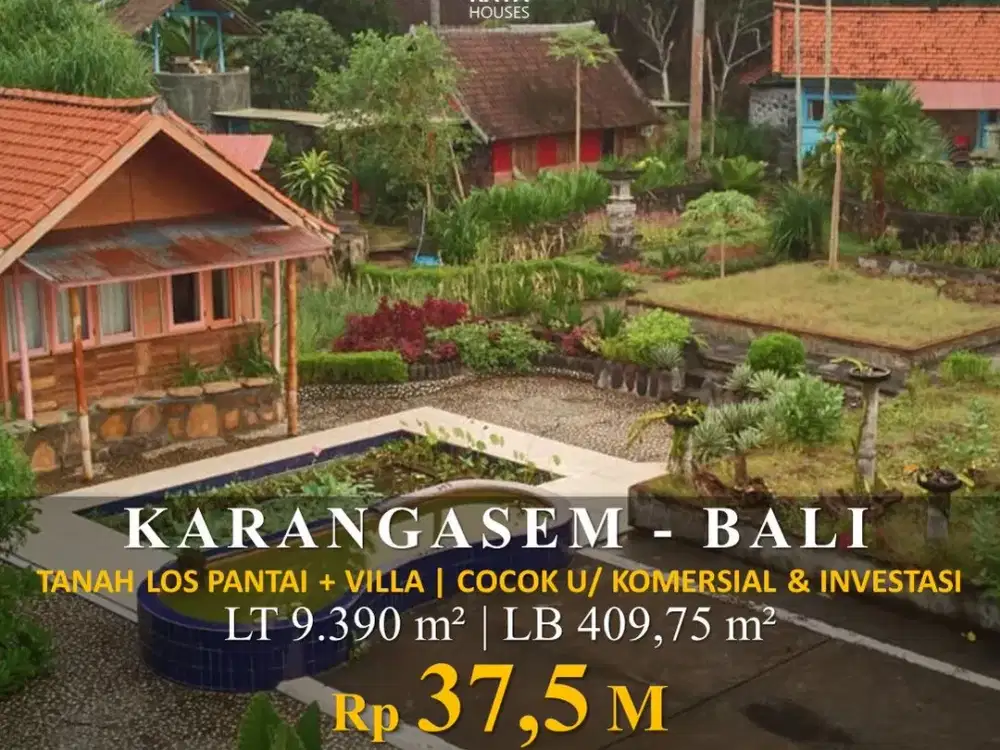 Karangasem Bali 9390m² Tanah Los Pantai 78m SHM Bonus Villa 400jt/are