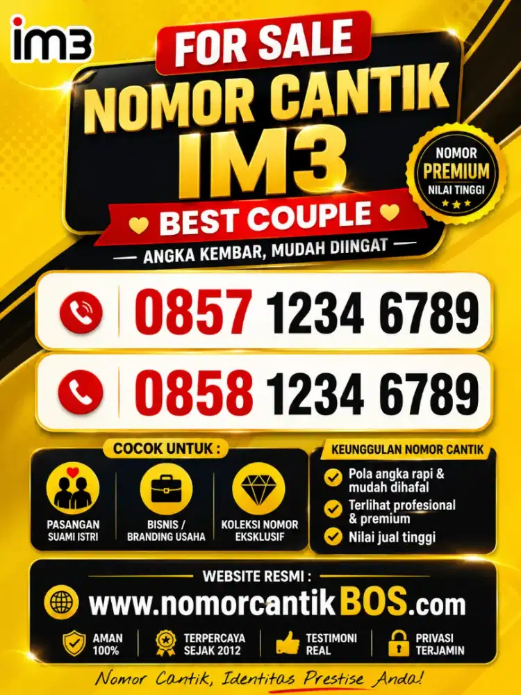 Nomor Cantik indoSAT SUPER LANGKA ANGKA URUT NAIK 6789