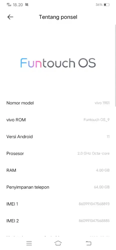 Hp VIVO Y15 Ram 4/64 mulus