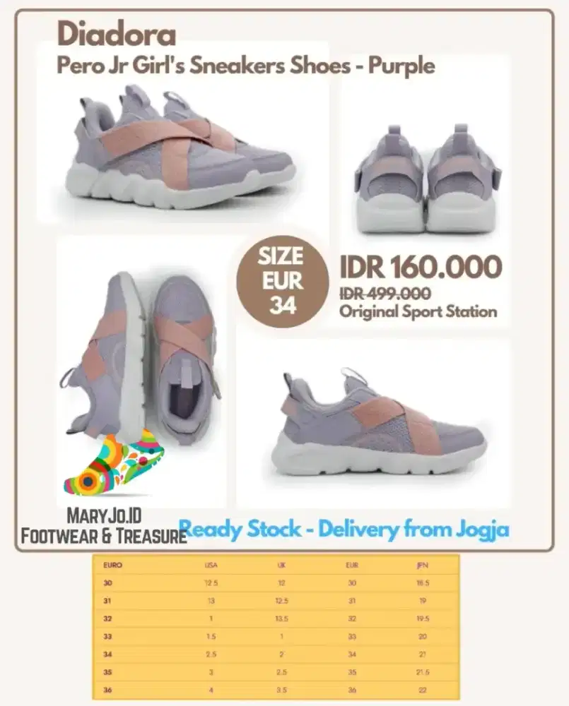 Diadora Pero Jr Girl's Sneakers Shoes : Size 34