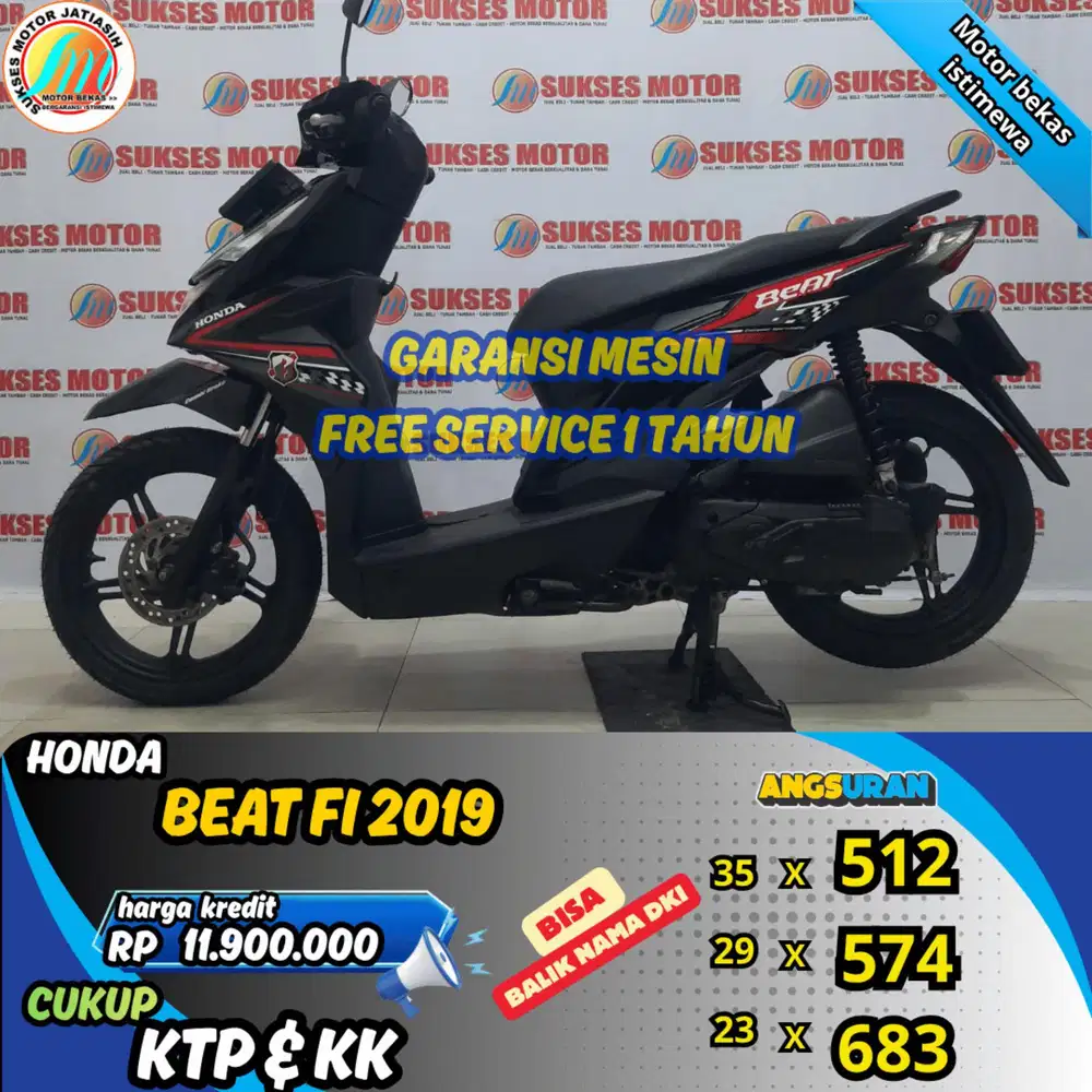 HONDA BEAT FI 2019 DP&ANGSURAN TERMURAHSYRT KTP&KK(SUKSESMOTOR)