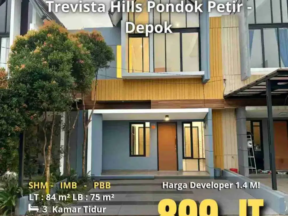 Rumah 2 Lantai Trevista Hills Dekat Mall The Park Sawangan SHM Luas 84m 3 Kamar