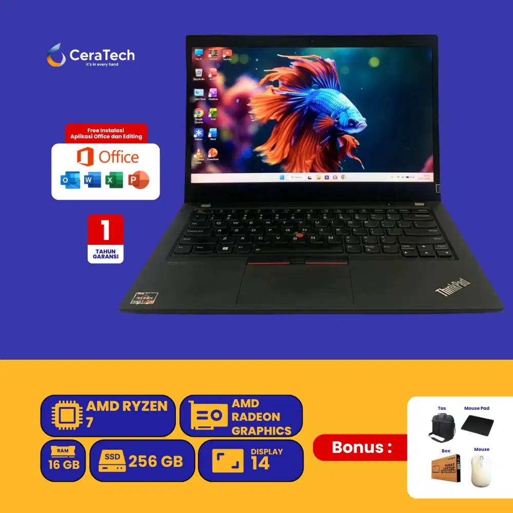 Laptop Lenovo ThinkPad T14 AMD Ryzen 7 RAM 16 GB SSD 256 GB