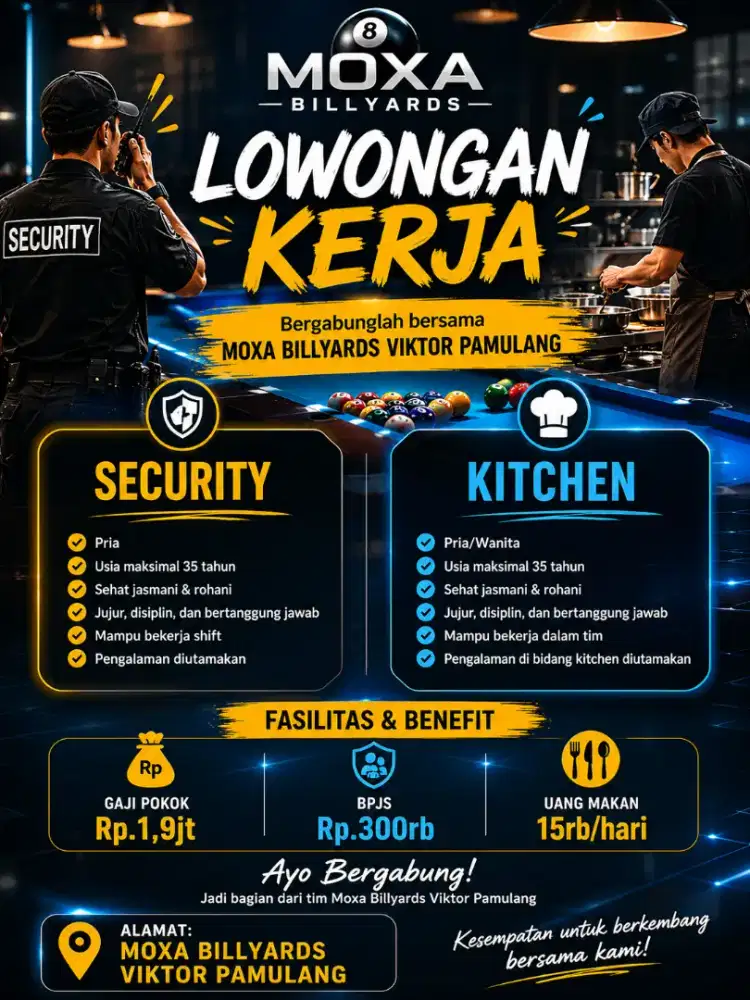 Di butuhkan kitchen dan scurity