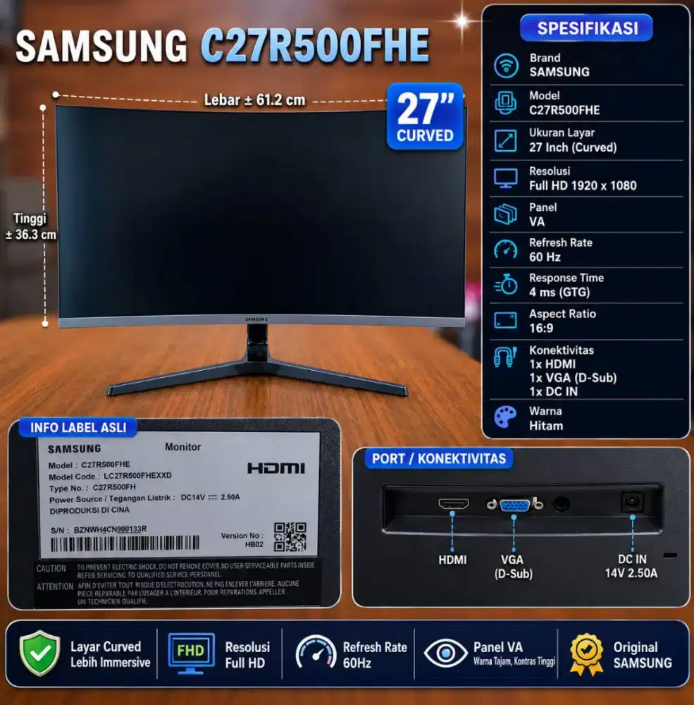 Monitor 27 inch curved samsung