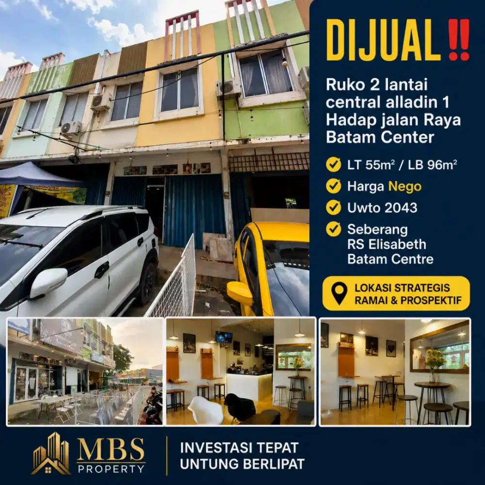 Ruko 2 lantai central alladin 1 Hadap jalan Raya Batam Center