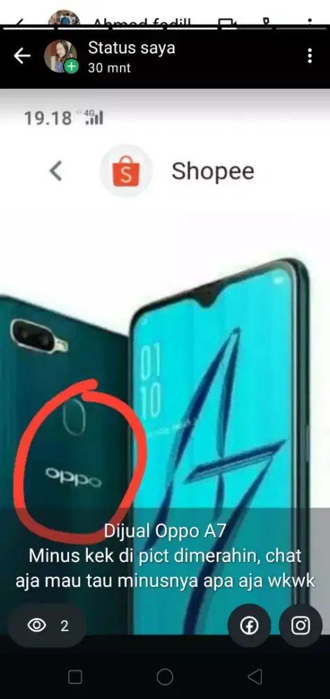 Jual hp Oppo A7