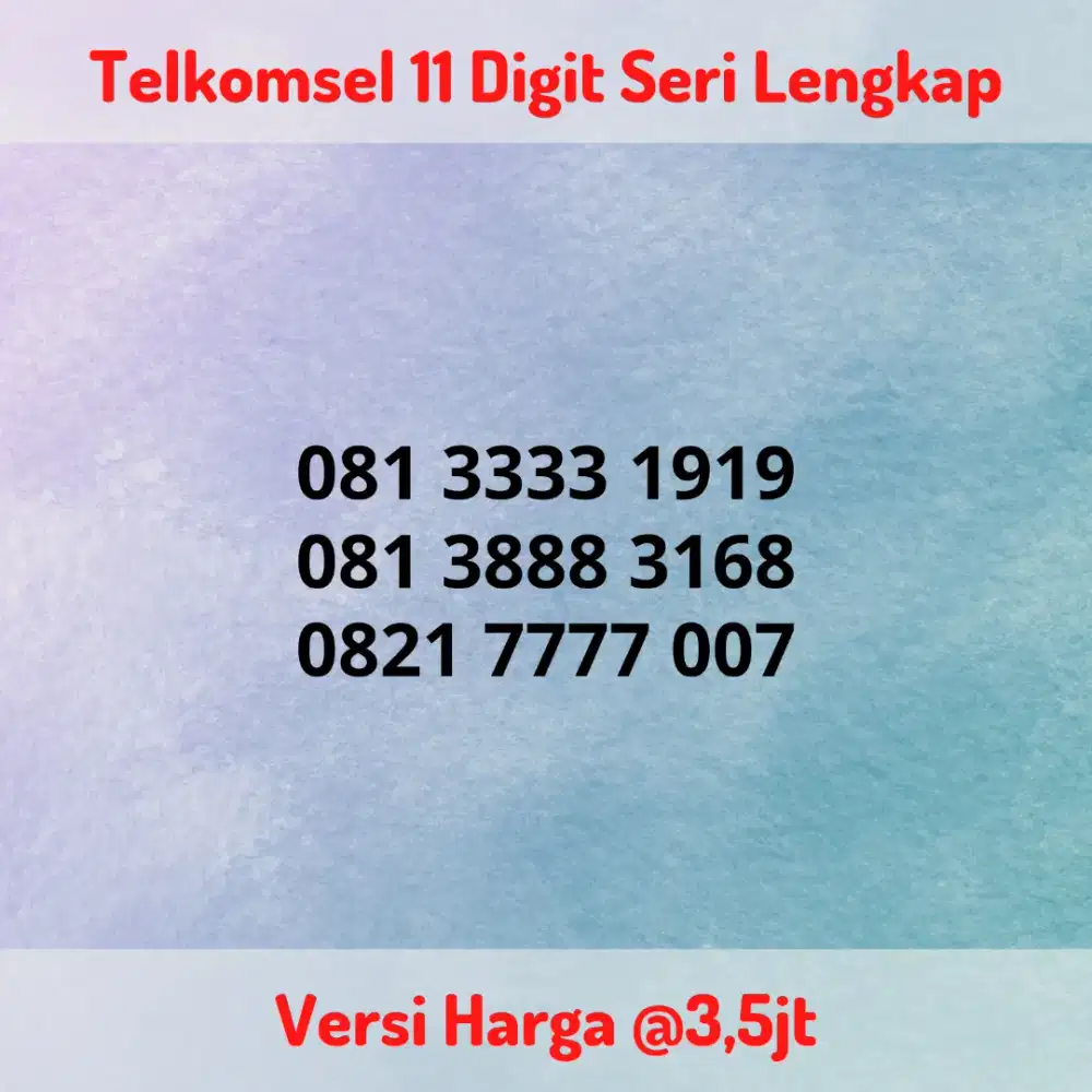 Nomor Cantik Kartu Perdana Telkomsel 11 Digit Seri LENGKAP @3,5jt