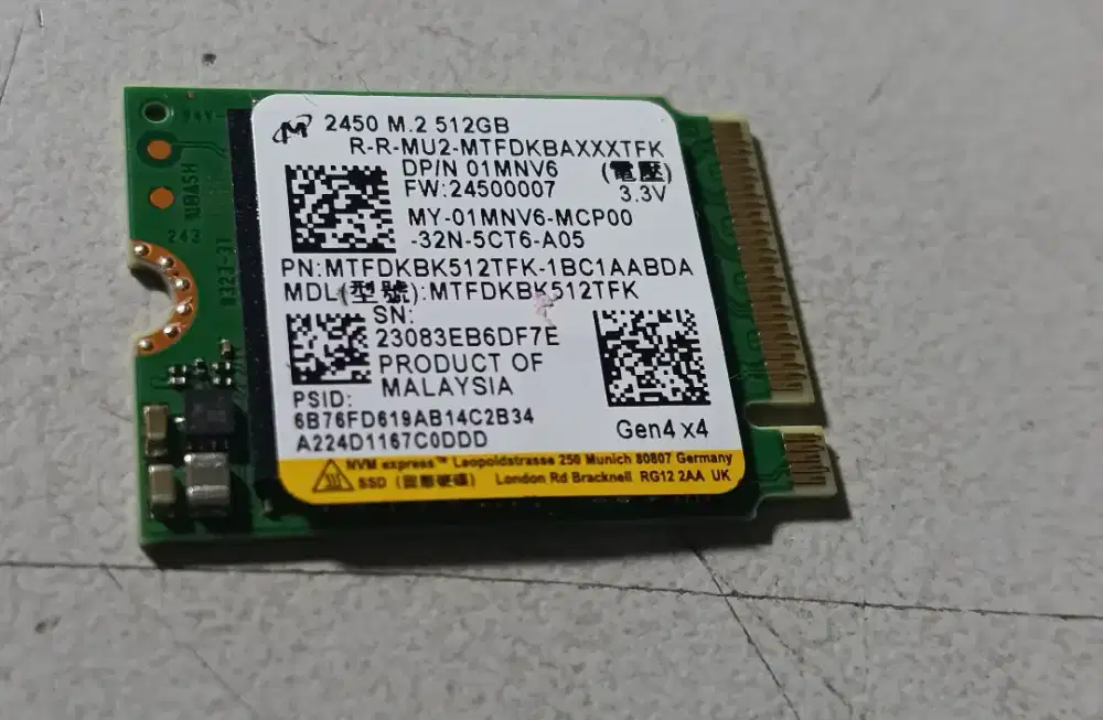 SSD m.2 nvme 512gb model 2230 normal