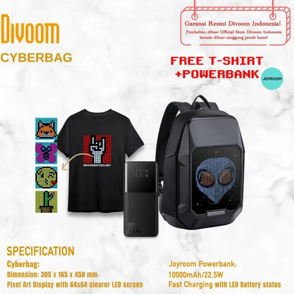 Tas Iklan / LED Divoom Cyberbag Backpack Tas Pixel 64x64
