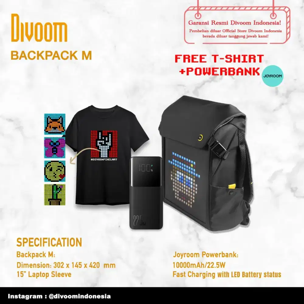 Tas Iklan / LED Divoom Pixoo Backpack-M, Innovative Smart LED Backpack