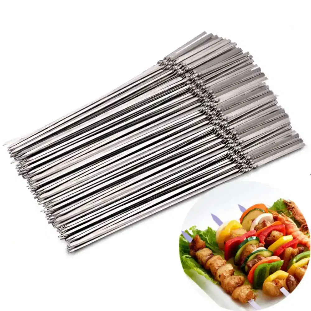 Tusuk Sate Stainless Reusable, Tahan Panas & Mudah Dibersihkan