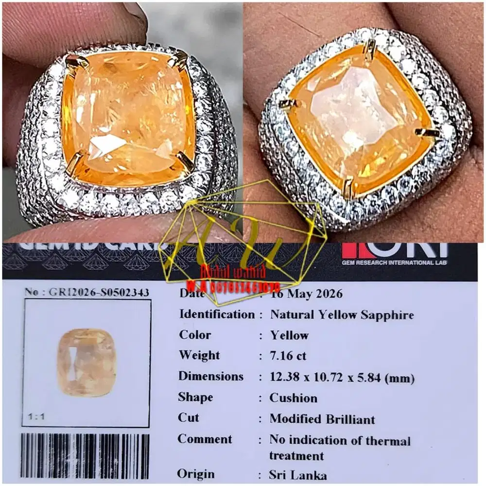 Yellow sapphire no heated srilanka 7.16carat big table