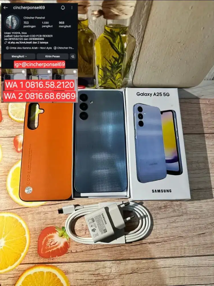 Jual hp likenew Samsung A25 5g 8/256 istimewa grns resmi free ADAPTOR