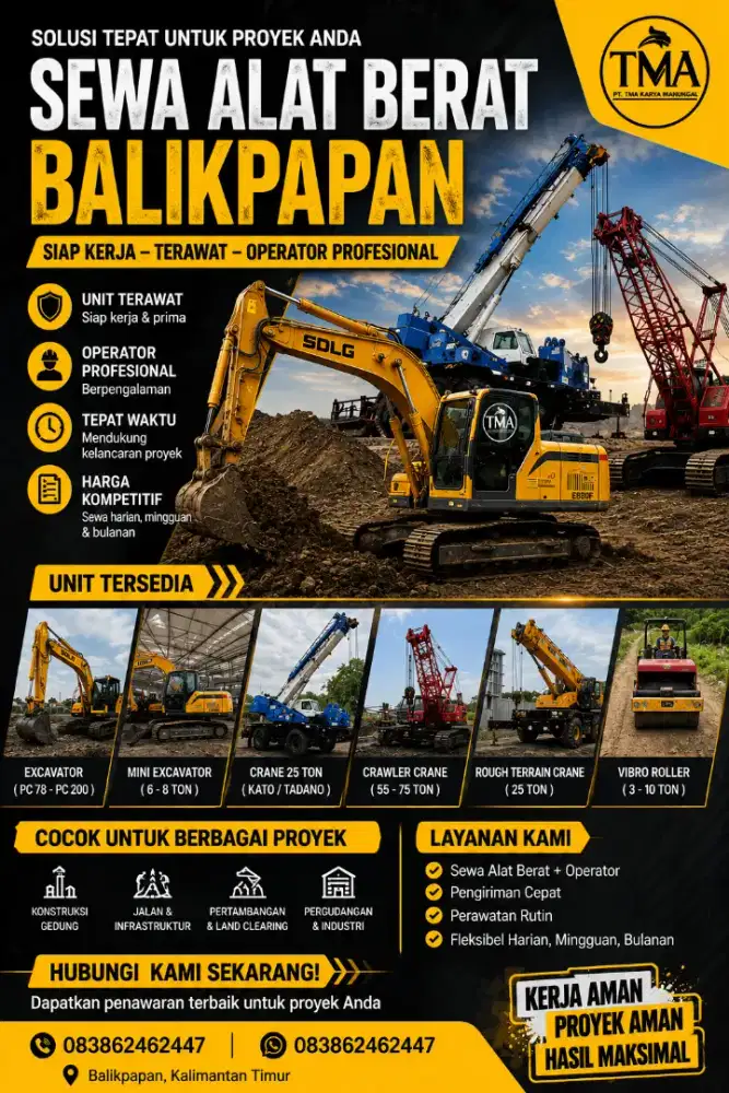 Rental Excavator & Alat Berat Siap Kerja Kalimantan Timur