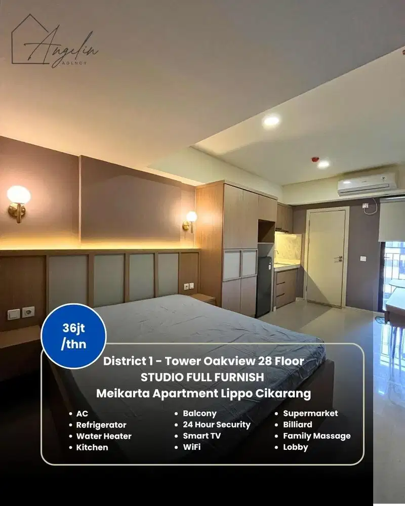 Studio Full Furnish Apartemen Meikarta District 1 - Tower Oakview