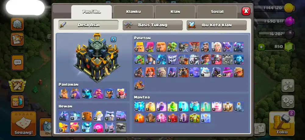 Akun coc Townhall 17