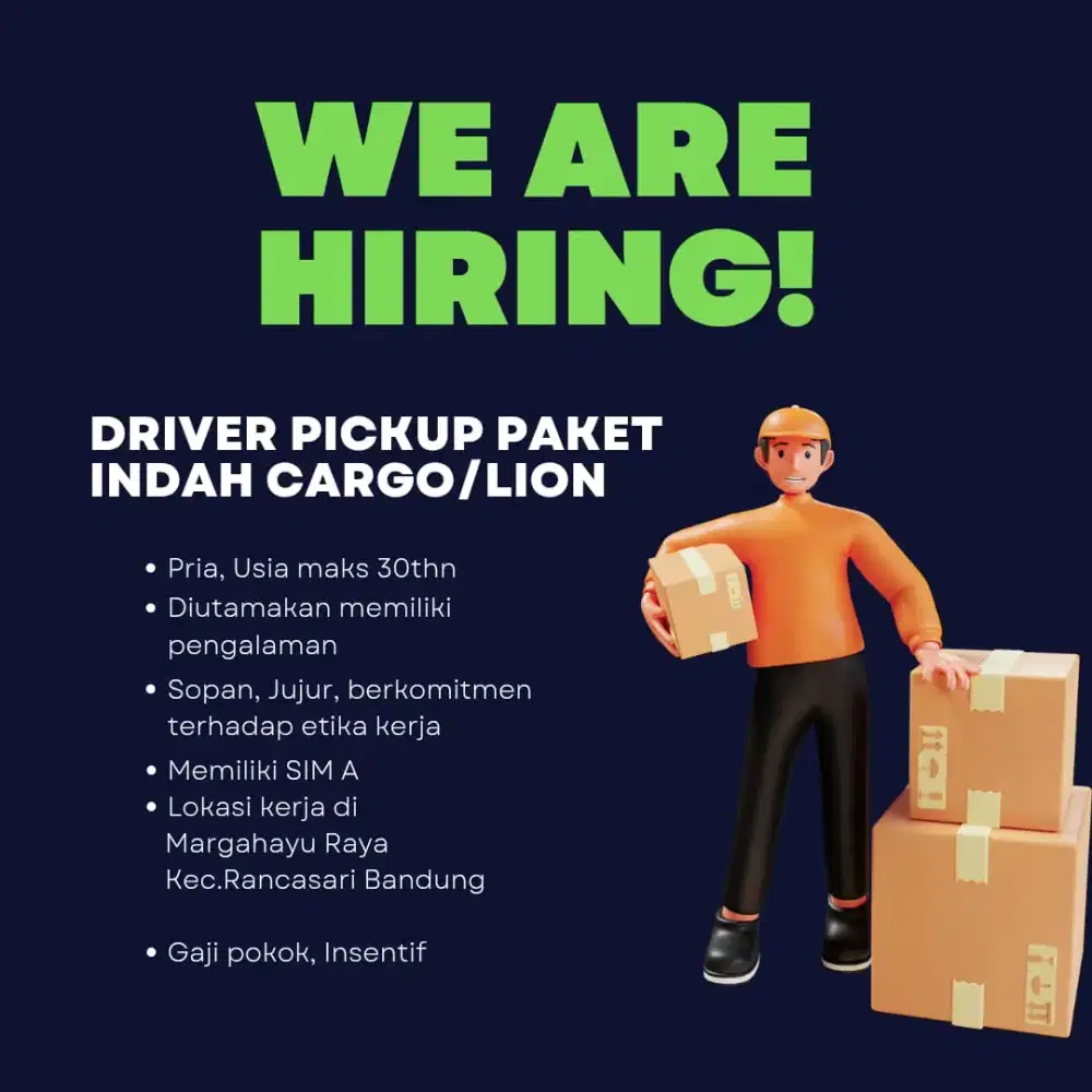 Driver Pickup Paket Indah cargo/J&T Cargo/Lion