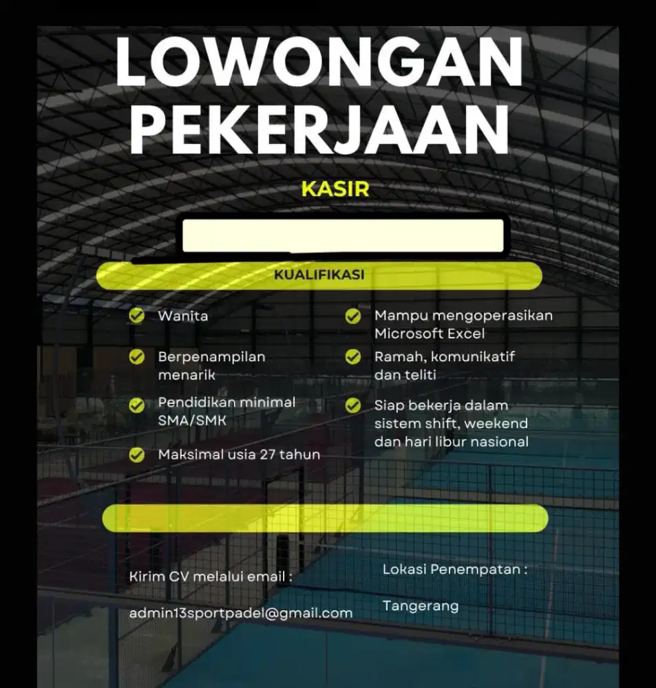 LOWONGAN KASIR PADEL