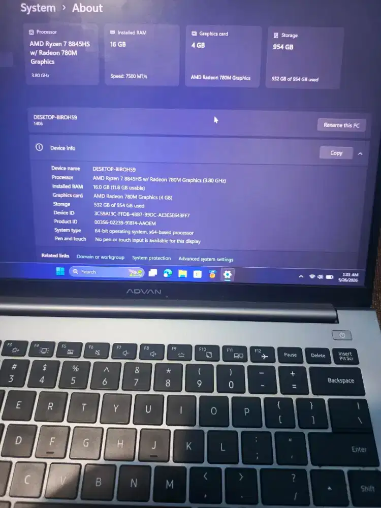 Advan Ai Gen Ryzen 7 8845hs