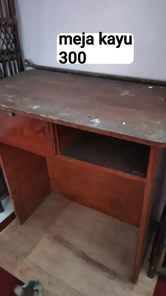 Meja kerja belajar laptop coklat kayu kuat laci sekolah kuliah murah