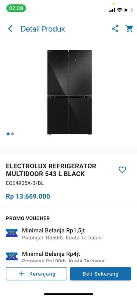 ELECTROLUX REFRIGERATOR MULTIDOOR 543L BLACK