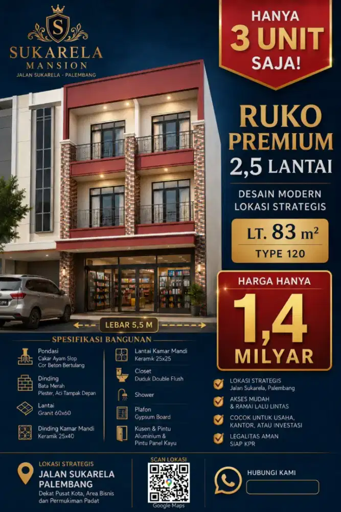 RUKO PREMIUM 2,5 LANTAI SUKARELA PALEMBANG – Lokasi Strategis