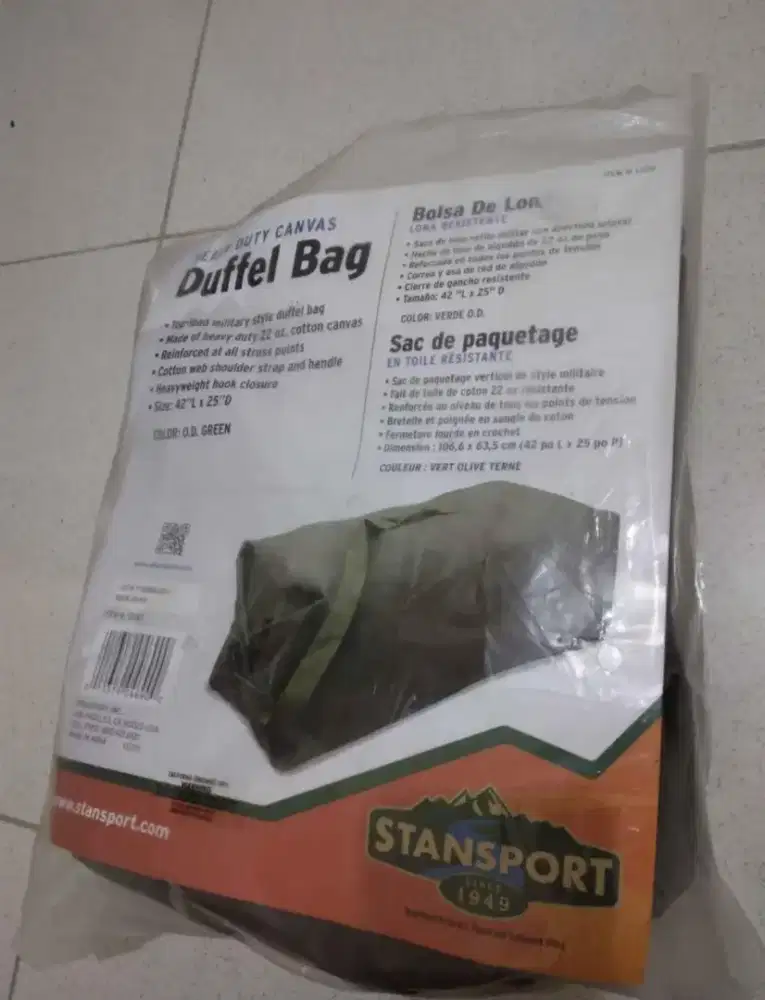 TAS KANVAS DUFFEL BAG MERK STANSPORT ORIGINAL.