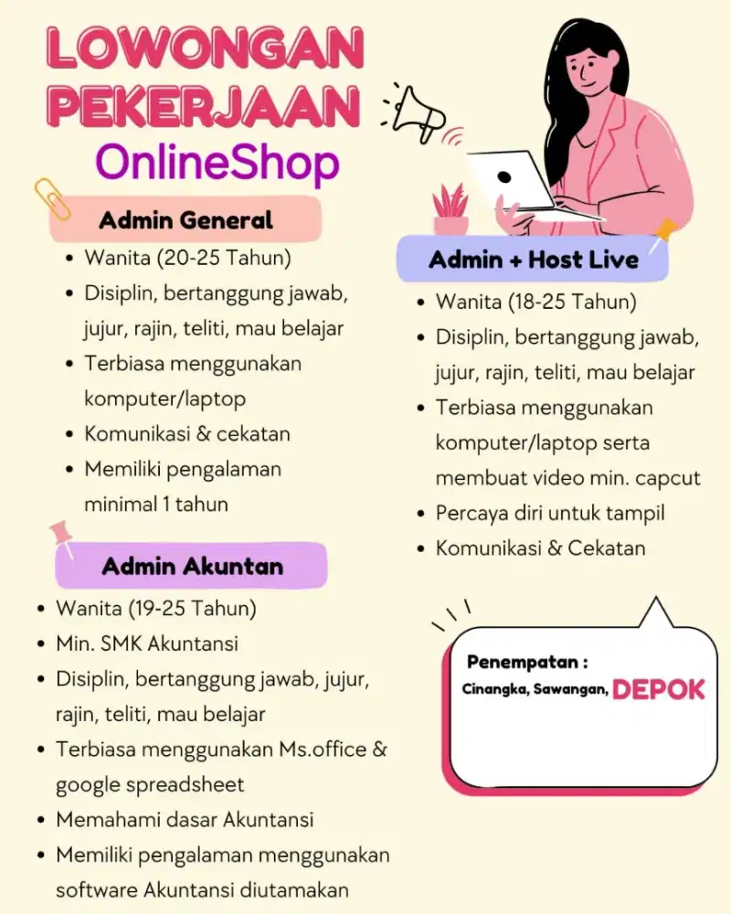 Admin General / Admin Hostlive/ Admin Akuntan