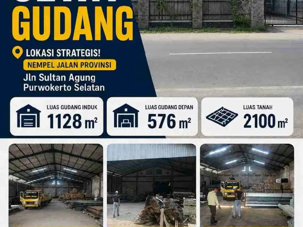 Disewakan Gudang Jln Sultan Agung Purwokerto