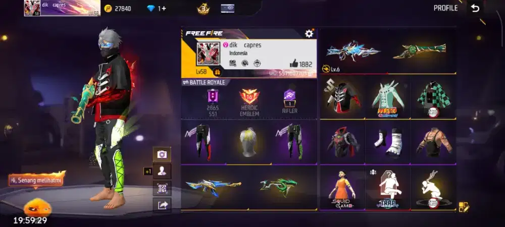 AKUN FREE FIRE 150K